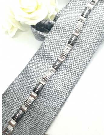 Bracciale uomo nero e argento  acciaio misura 21cm