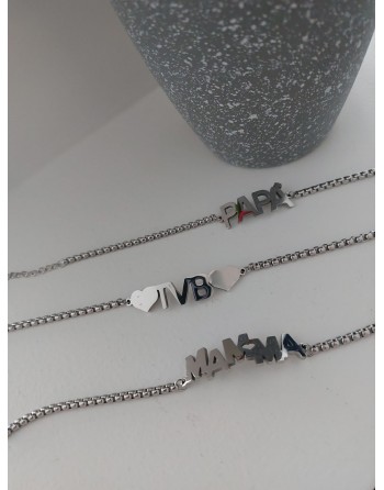Bracciali con scritte; mamma,papa\',tvb