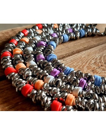Bracciali nodino acciaio con gommini colorati