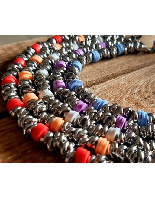 Bracciali nodino acciaio con gommini colorati