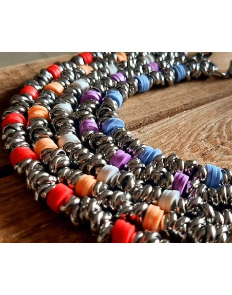 Bracciali nodino acciaio con gommini colorati