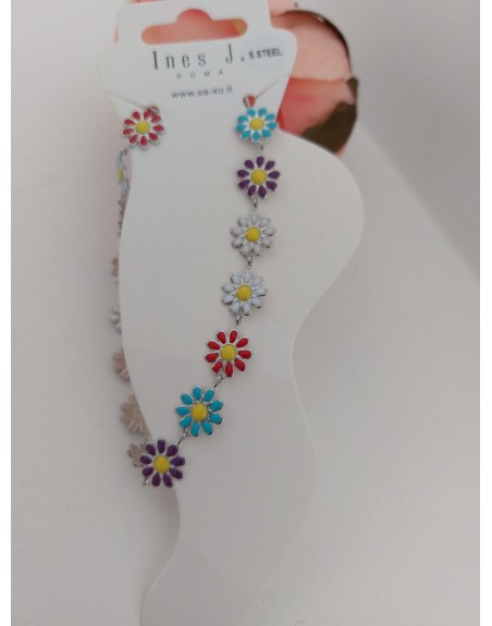 Cavigliera acciaio  con fiori