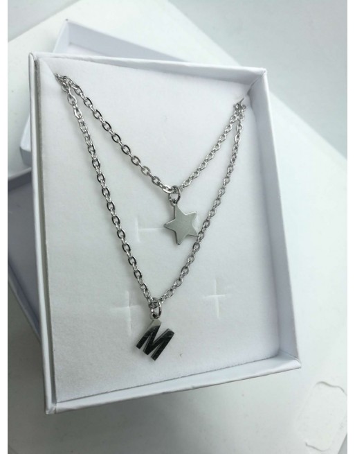 Collana  2 fili con lettera personalizzata