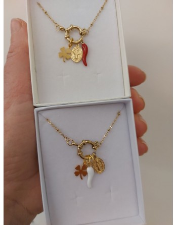 Collana  acciaio con simboli