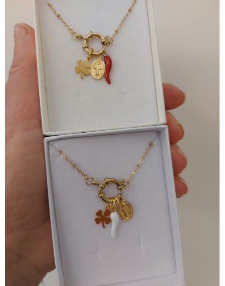 Collana  acciaio con simboli