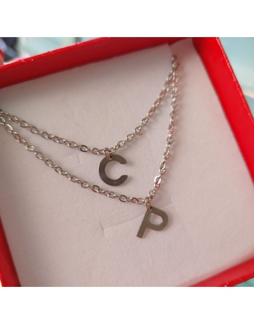 Collana 2 fili con lettere personalizzata