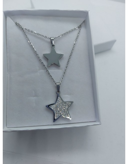 Collana 2 fili con un unico aggancio  pendente stella