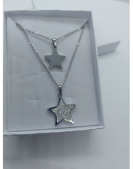 Collana 2 fili con un unico aggancio  pendente stella