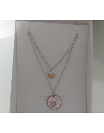 Collana 2 fili unico gancio con 2 ciondoli