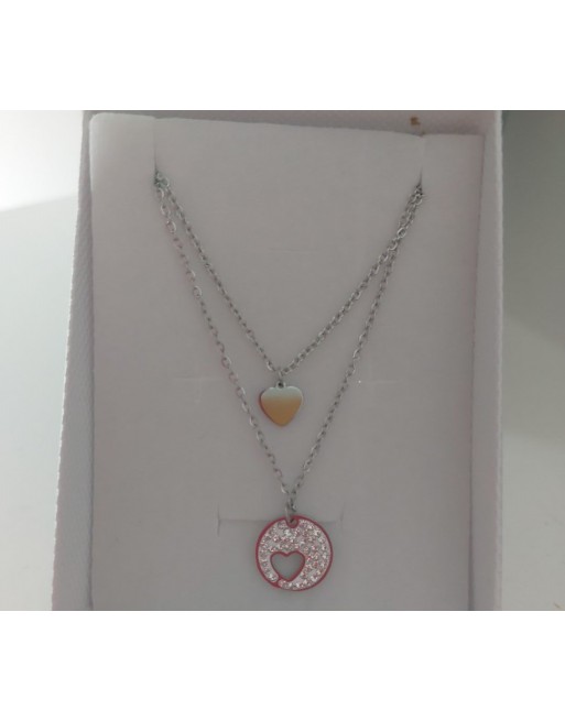 Collana 2 fili unico gancio con 2 ciondoli