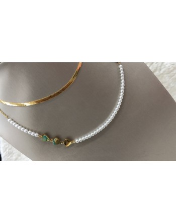 Collana a due fili  perle e acciaio