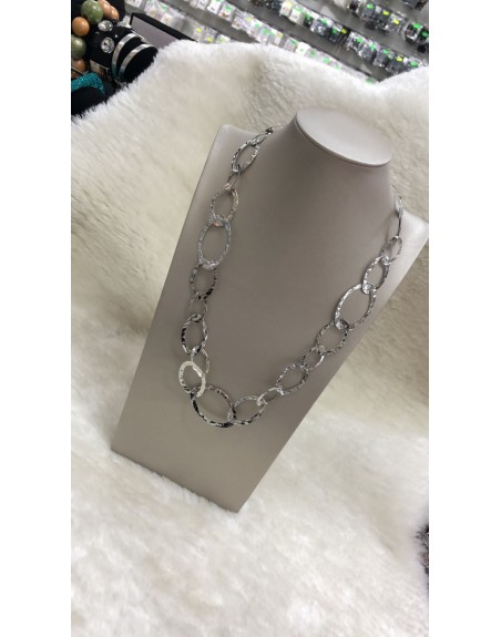 Collana acciaio catena doppia color argento