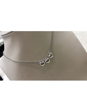 Collana acciaio con 3 cuori
