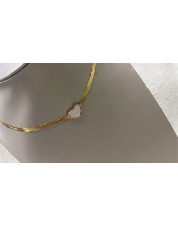 Collana acciaio con cuore bianco