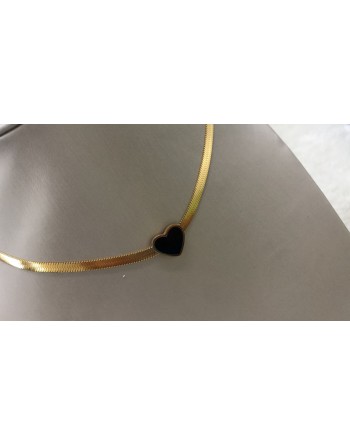 Collana acciaio con cuore colore nero