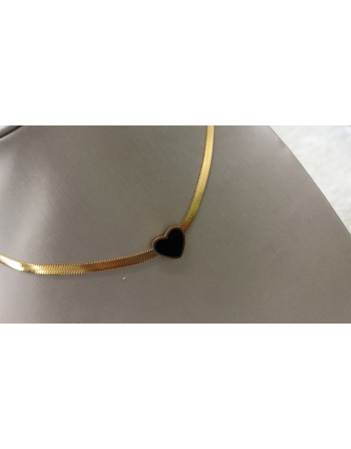 Collana acciaio con cuore colore nero