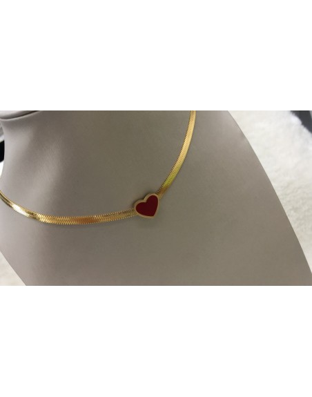 Collana acciaio con cuore colore oro