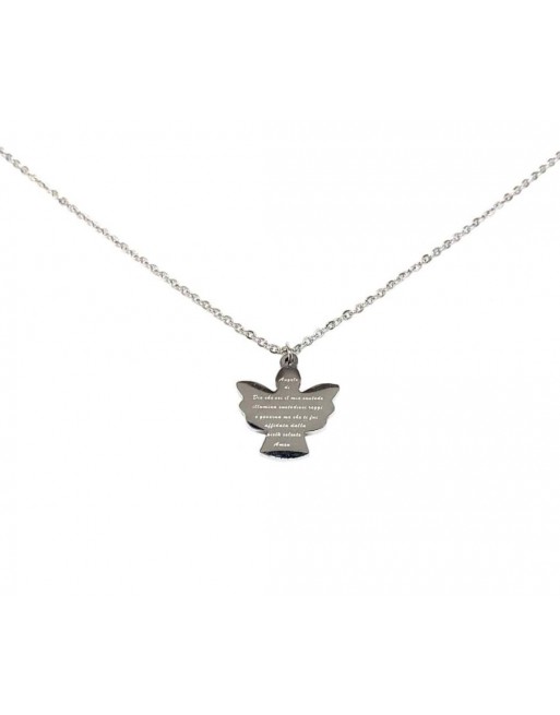 collana acciaio con pendente angelo