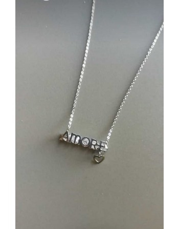 Collana acciaio con scritta amore