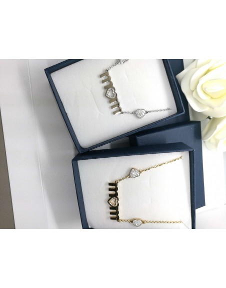 Collana acciaio con scritta mom