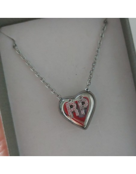 Collana acciaio cuore con iniziali