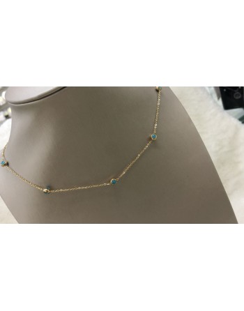 Collana acciaio inossidabile con inserti azzurro