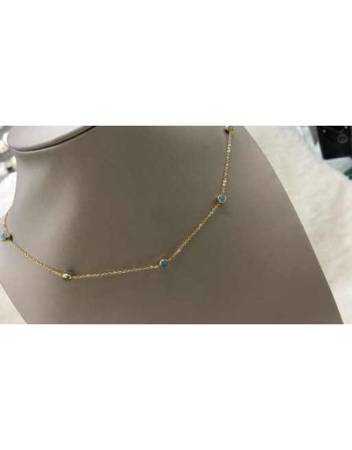 Collana acciaio inossidabile con inserti azzurro