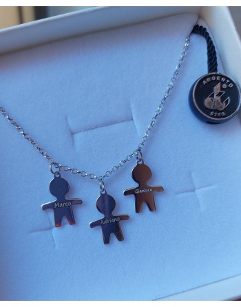 Collana argento 925 con bebe  e incisione nome