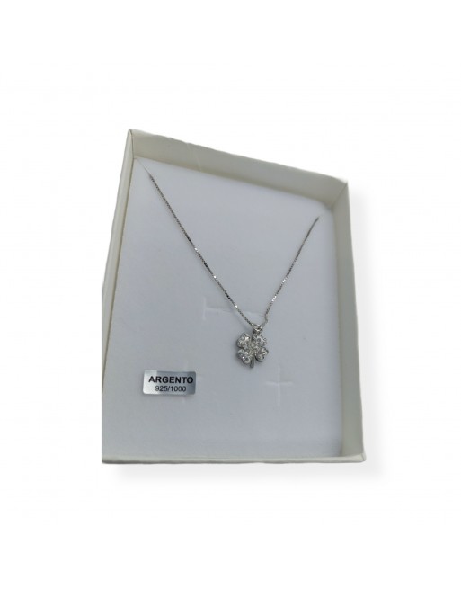 Collana argento 925 con pendente quadrifoglio
