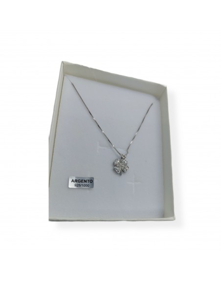 Collana argento 925 con pendente quadrifoglio