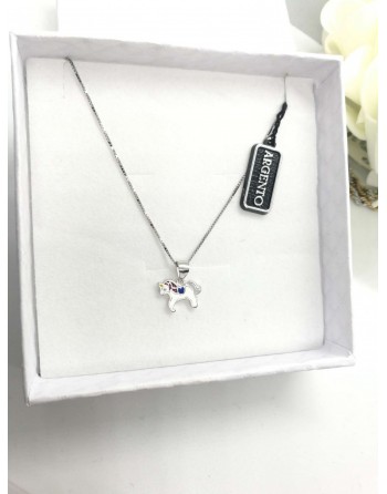 Collana argento 925 con pendente unicorno