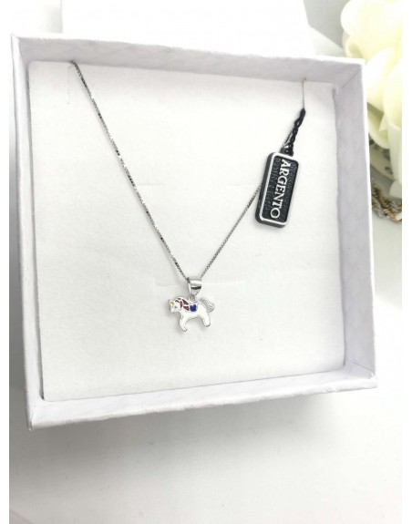 Collana argento 925 con pendente unicorno