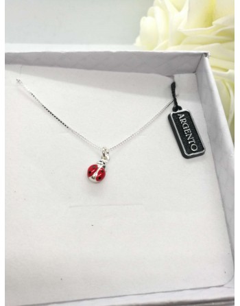 Collana argento con coccinella portafortuna