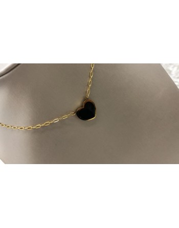 Collana colore oro con cuore nero