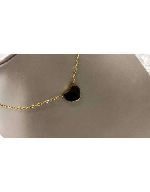 Collana colore oro con cuore smaltato rosa