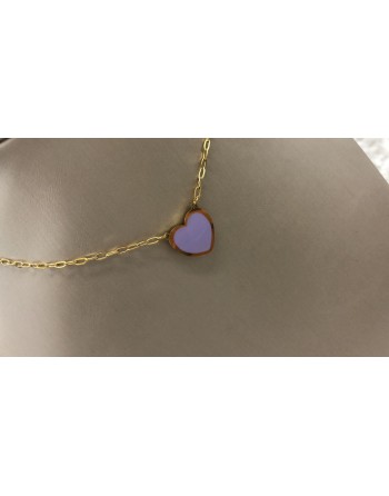 Collana colore oro con cuore viola