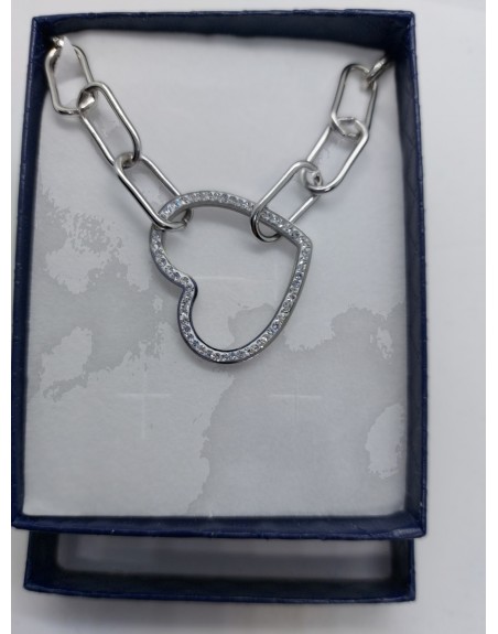 Collana con catena doppia e cuore zirconato