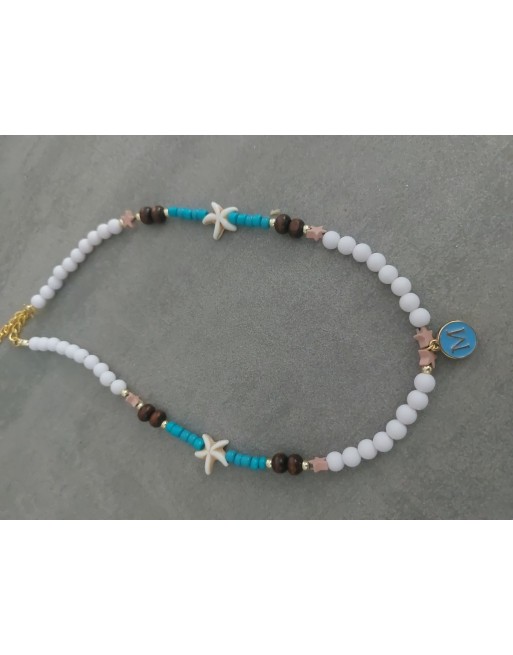Collana con lettera ed inserti in bamboo
