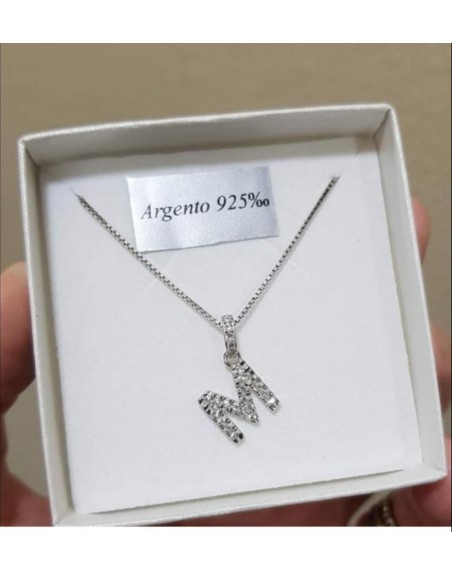 Collana con lettera zirconata