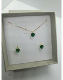 Collana con orecchini colore verde smeraldo in argento 925