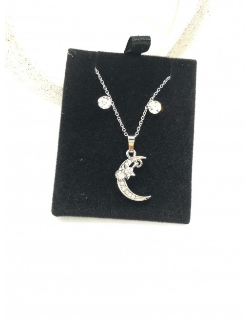 Collana con orecchini luna