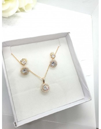 Collana con orecchini zirconati colore oro