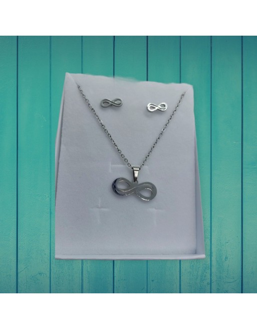 Collana con orecchino  con pendente infinito