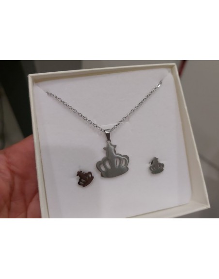 Collana con orecchino corona