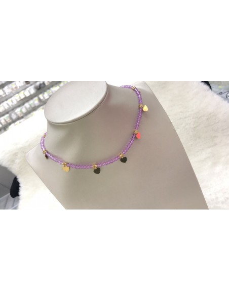 Collana con perline  e pendenti cuori