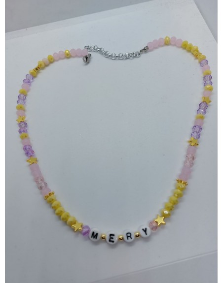 Collana con perline vari colori e nome
