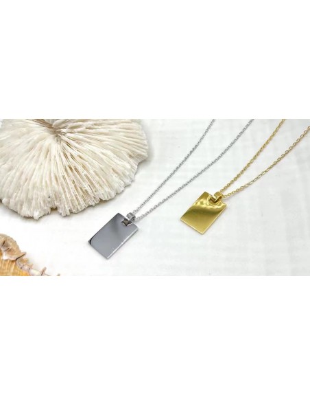 Collana con piastra in acciaio adatta per incisioni nome o  piccola frase