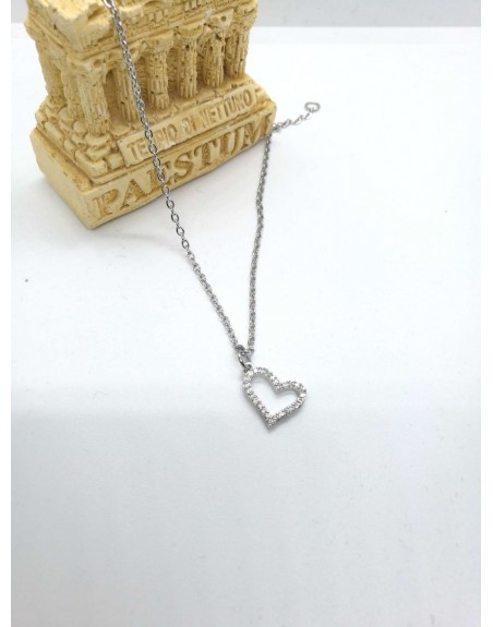 Collana cuore zirconato acciaio