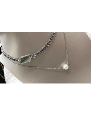 Collana doppio filo con perla