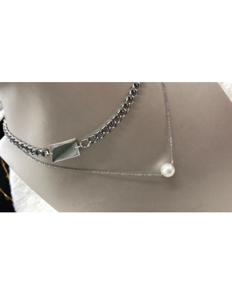 Collana doppio filo con perla